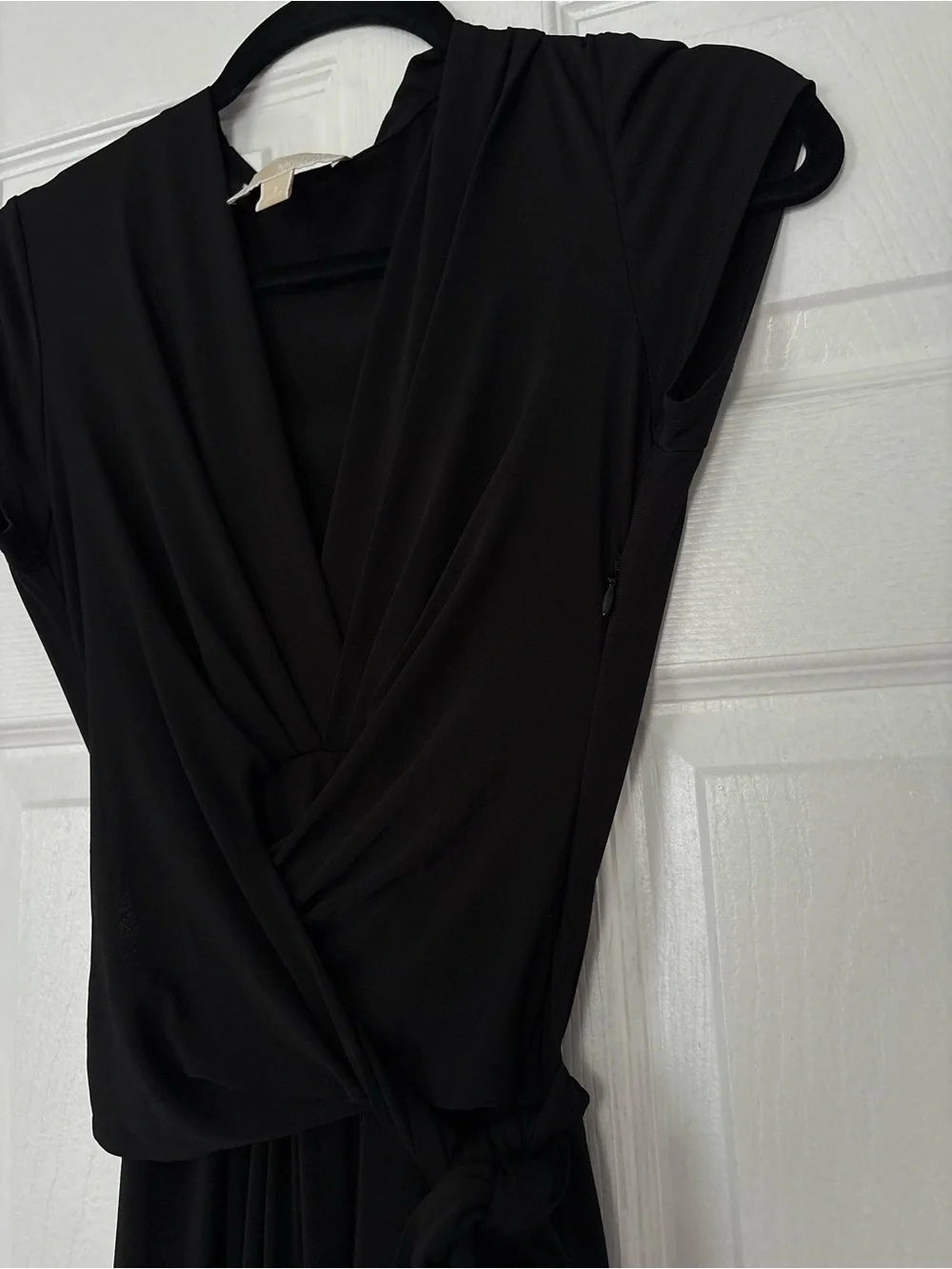 Michael Kors Black Jersey Wrap Maxi Dress with Gold Logo Plate Size 2